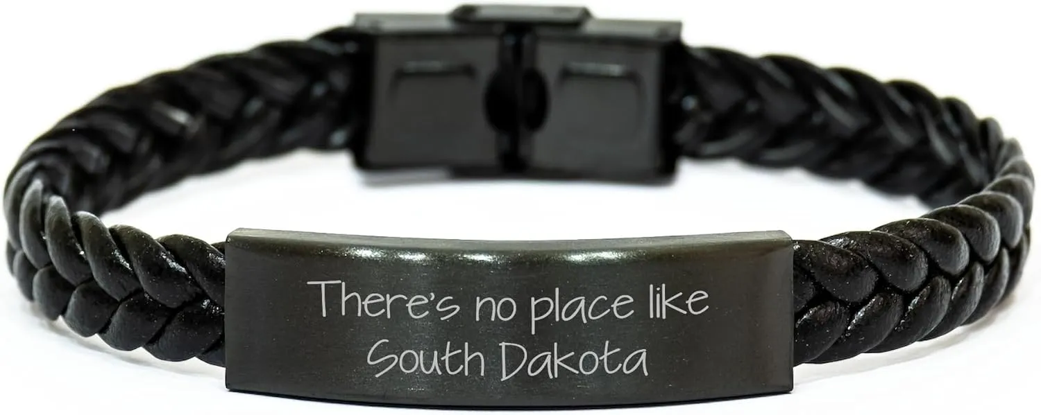 Inspiring There's No Place Like South Dakota Interlaced Leather Friendship Gifts for Birthday Lovers from Friends