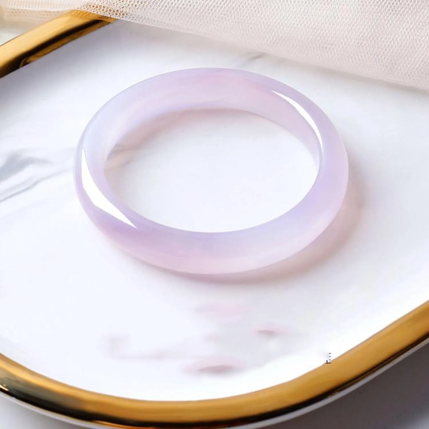 Jade Bangle Bracelet For Women, Natural Ice Species Transparent Light Purple Plump, Fresh And Beautiful Agate