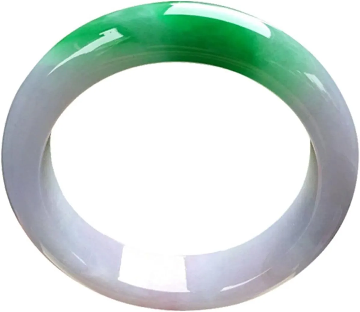Jade Bangle Bracelet for Women, White Background And Ice Green Floating Flowers ??Handmade with certificate