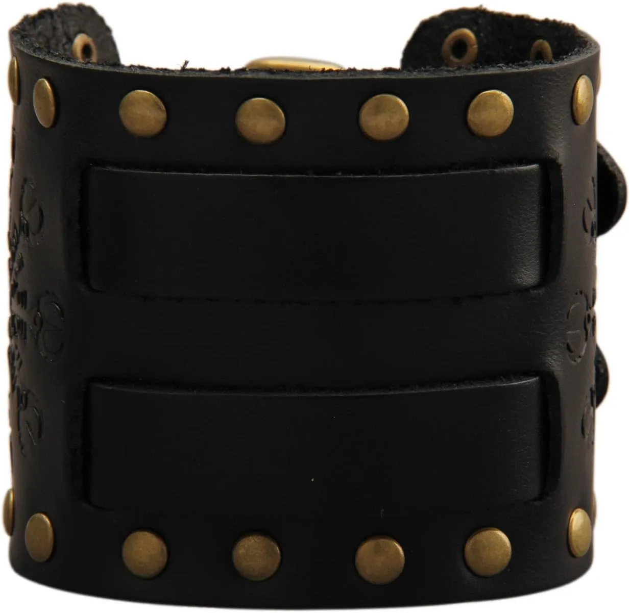 JAOYU Punk Leather Cuff Bracelet Goth Leather Wristband Rock Bracelet Biker Bracelet for Men Leather Armband Black Handmade Jewelry