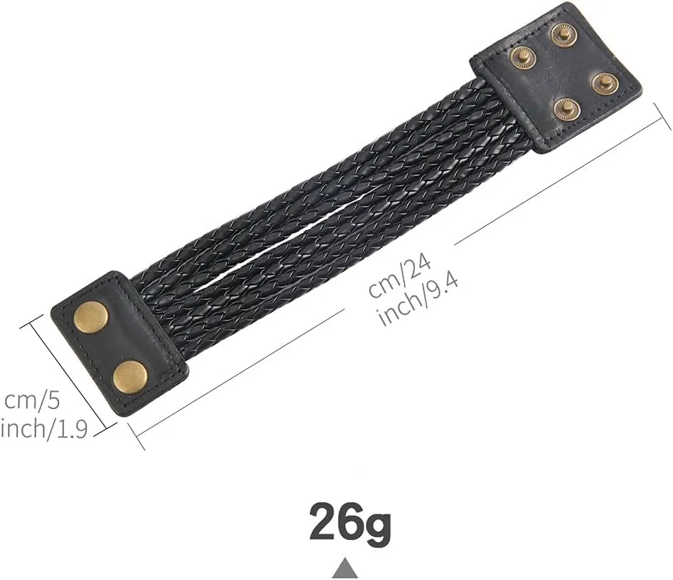 Jeilwiy Punk Leather Wristbands for Men Bracelets Handmade Wide Cuff Bangle Braided Jewelry Black Brown Adjustable - Punk Father's Gifts