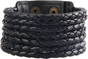 Jeilwiy Punk Leather Wristbands for Men Bracelets Handmade Wide Cuff Bangle Braided Jewelry Black Brown Adjustable - Punk Father's Gifts