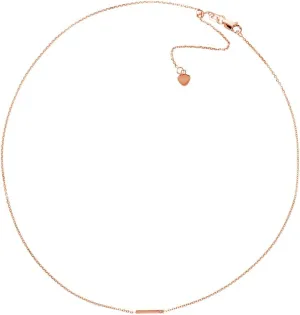 JewelryWeb 14k Rose Gold 10mm Staple Bar With 0.005 Dwt Diamond Adjustable Choker 16 Inch-Choker Necklace for Women