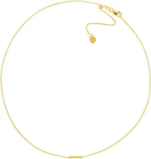 JewelryWeb 14k Yellow Gold 10mm Staple Bar With 0.005 Dwt Diamond Adjustable Choker 16 Inch-Choker Necklace for Women