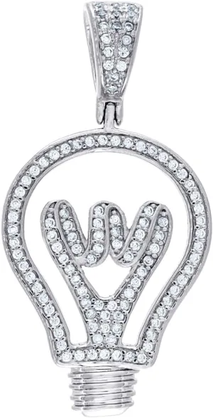 JewelryWeb 925 Sterling Silver Mens CZ Simulated Diamond Light Bulb Pendant Charm Necklace for Men