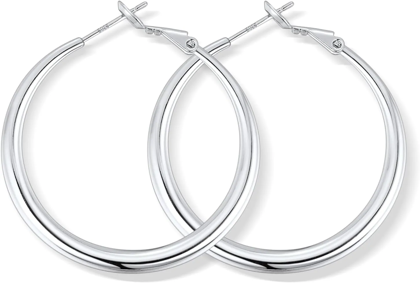 Jewlpire Gifts for Women 14K Gold Plated Hoop Earrings with 925 Stering Silver Post, Lightweight & Hypoallergenic Gold/Silver/Rose Gold Hoop Earrings for Women 30mm/40mm/50mm/60mm