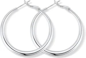 Jewlpire Gifts for Women 14K Gold Plated Hoop Earrings with 925 Stering Silver Post, Lightweight & Hypoallergenic Gold/Silver/Rose Gold Hoop Earrings for Women 30mm/40mm/50mm/60mm