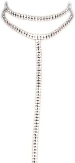 Joygulls Sexy Multilayered Long Choker Necklaces Double Layer Crystal Full Rhinestone Choker Necklace Pendant Statement Necklaces Luxury Jewelry for Women Nightclub Party(Silver)