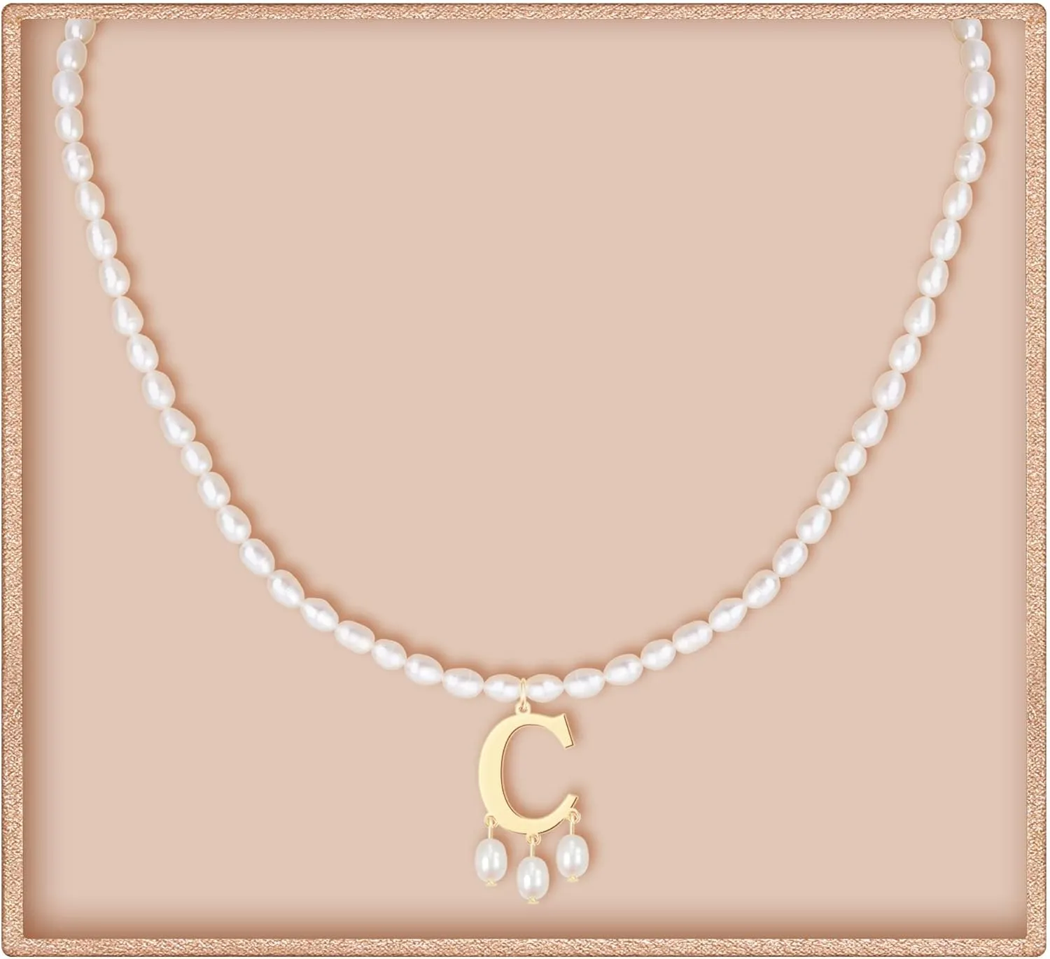 JSJOY Freshwater Pearl Necklace for Women 925 Sterling Silver Gold Initial A-Z Necklaces Anne Boleyn Necklaces Mother's Day Gifts Graduation Gifts 2025 Birthday Gifts for Her
