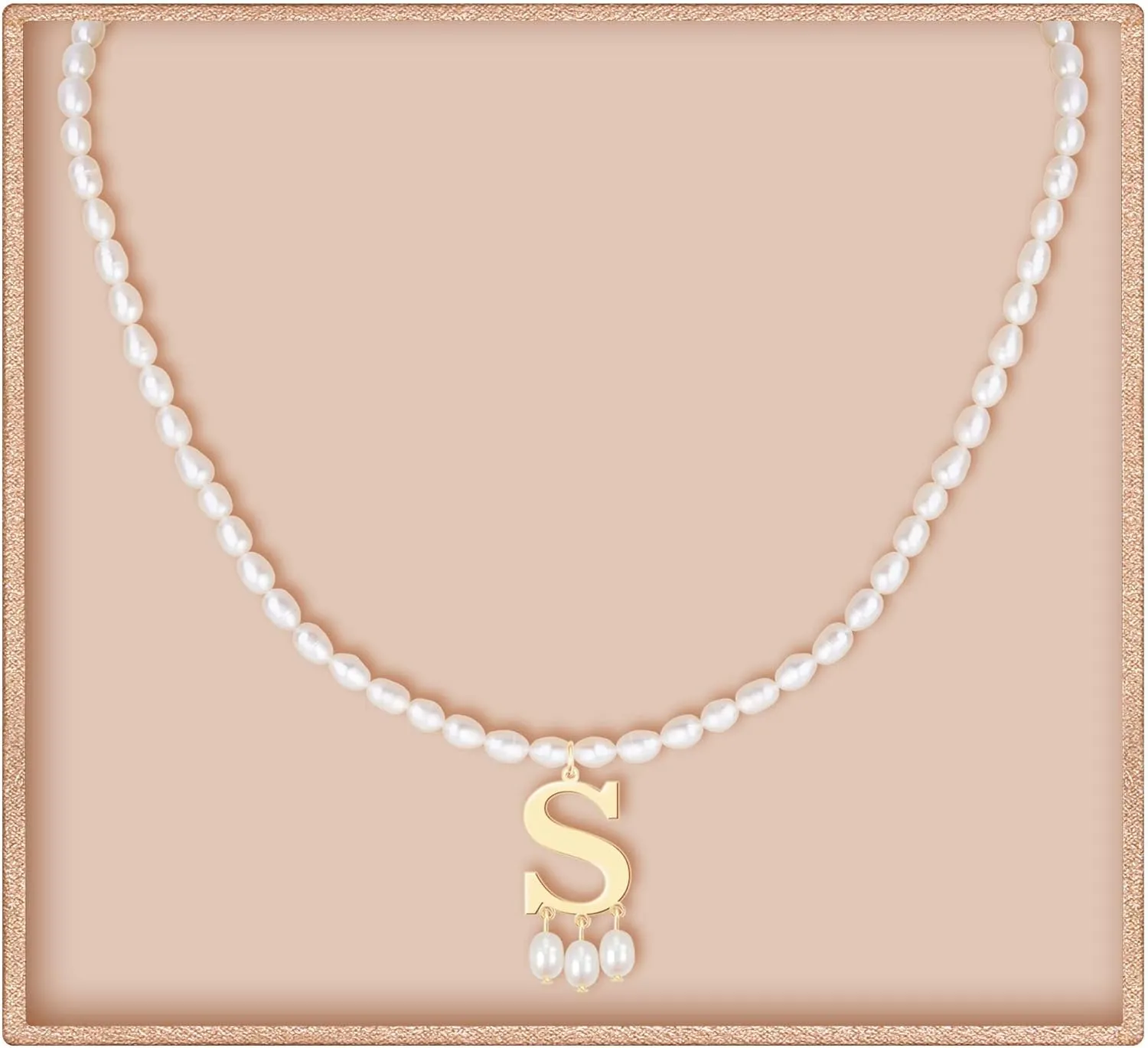 JSJOY Freshwater Pearl Necklace for Women 925 Sterling Silver Gold Initial A-Z Necklaces Anne Boleyn Necklaces Mother's Day Gifts Graduation Gifts 2025 Birthday Gifts for Her