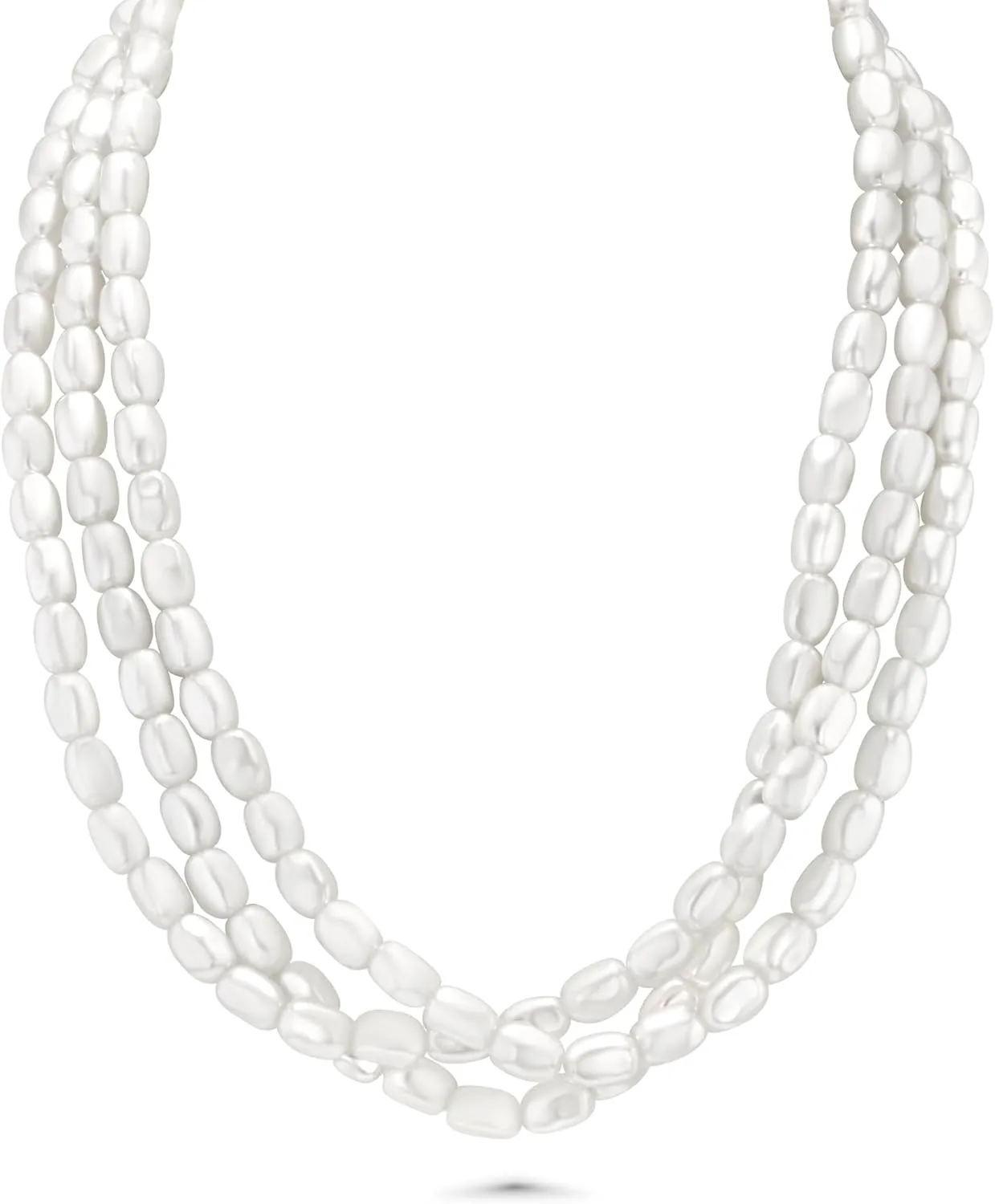 Layered Statement Necklace Set for Women, Trendy Pearl Choker Necklace Set, Chunky White Wedding Bridesmaid Coquette Jewelry Costume Gift