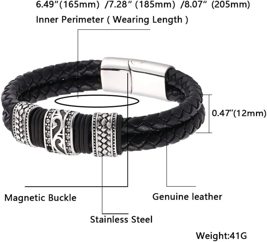 Leather Rope Bracelet Stainless Steel Leather woven Bracelet leather leather leather bracelet men's leather jewelry