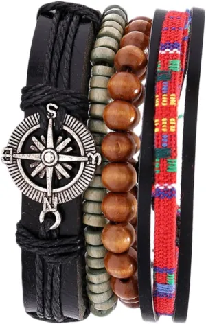 LIFKOME 1pc Leather Woven Bracelet for Men Adjustable Handmade Bangle Vintage Style Wrist Decoration for Friends Family Lightweight for Daily Wear