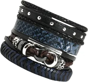 LIFKOME Unique Design Women's Leather Bracelet Set 4pcs Braided Cuffs Fashionable Trendy Jewelry for Women Unisex Fit