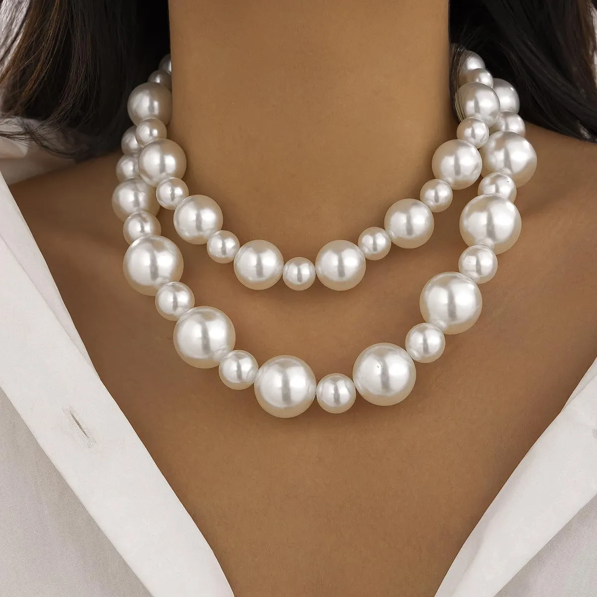 Long Pearl Necklaces for Women Layered Pearl Necklace Chunky Pearl Necklace Jewelry