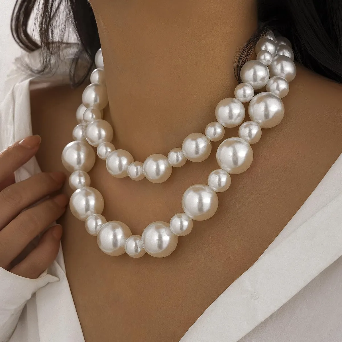Long Pearl Necklaces for Women Layered Pearl Necklace Chunky Pearl Necklace Jewelry