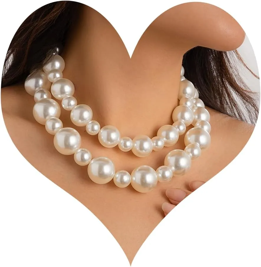 Long Pearl Necklaces for Women Layered Pearl Necklace Chunky Pearl Necklace Jewelry