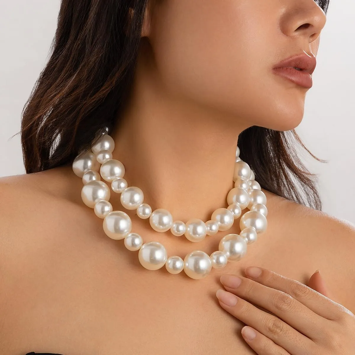 Long Pearl Necklaces for Women Layered Pearl Necklace Chunky Pearl Necklace Jewelry