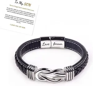 Long tiantian To My Son Bracelet from Mom Mother Son Bracelet Son Gifts from Mom Mother and Son Linked Together Bracelet