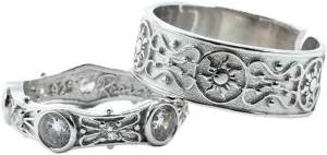Lost Princess and Flynn Couple Rings, Royal Sun Couple Rings, 925 Sterling Silver