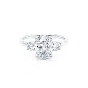 LOUELLA - Diamond Oval Petite Trilogy Platinum 950 Engagement Ring