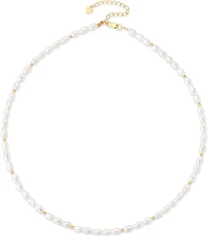 Luxury Pearl Wedding Necklace with Cubic Zirconia Crystal, Hand Picked Freshwater Pearls Choker Necklaces Jewelry Gifts for Bride Bridesmaid