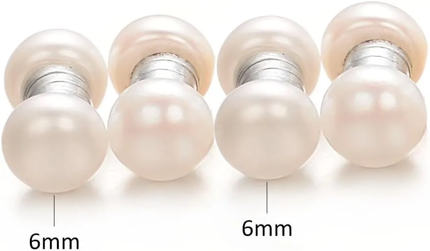 Magnetic Pearl Earrings for Women Freshwater Pearl Clip Earrings Silver Magnet Fake Earrings for Non Pierced Ears 6mm 8mm