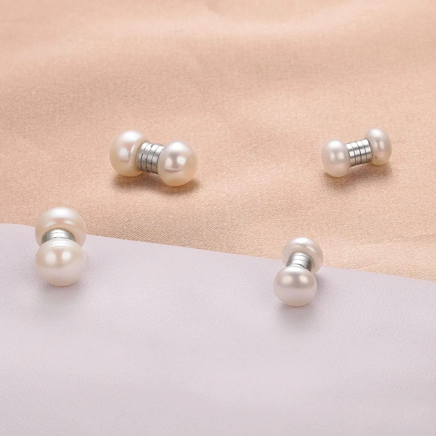Magnetic Pearl Earrings for Women Freshwater Pearl Clip Earrings Silver Magnet Fake Earrings for Non Pierced Ears 6mm 8mm
