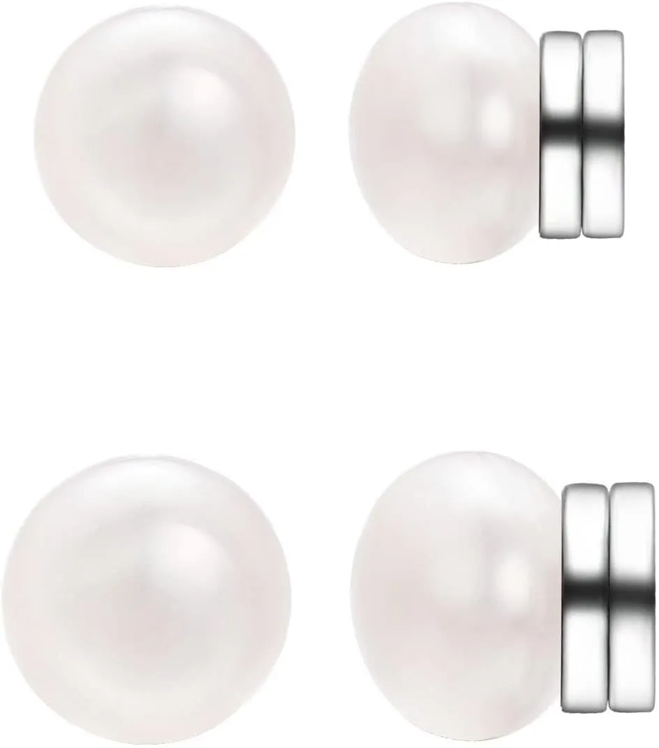 Magnetic Pearl Earrings for Women Freshwater Pearl Clip Earrings Silver Magnet Fake Earrings for Non Pierced Ears 6mm 8mm