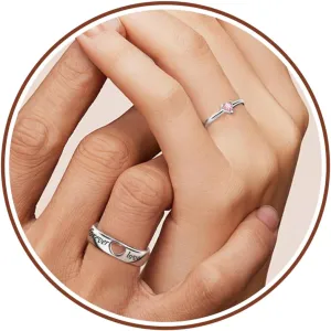 Matching Rings for Couples, Birthstone Rings for Women Adjustable Birthday Gifts for Girlfriend Boyfriend Love You Forever Wedding Bands Sets for Her Him Anniversary Engagement Jewelry