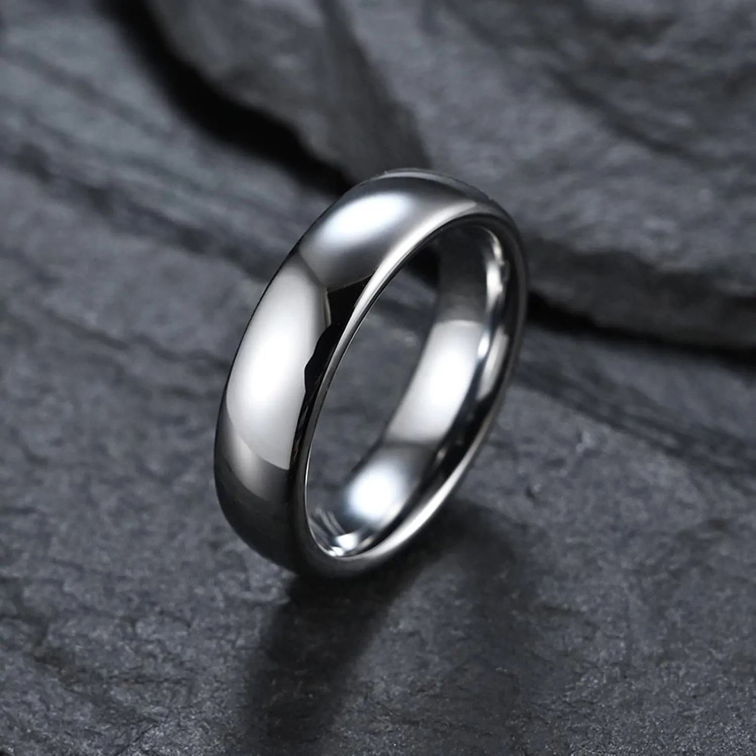 Matching Rings for Couples, Men's Rings Tungsten Carbide Silver Polished Ring 6mm Proposal Couple Ring
