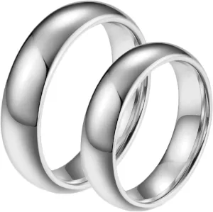 Matching Rings for Couples, Men's Rings Tungsten Carbide Silver Polished Ring 6mm Proposal Couple Ring