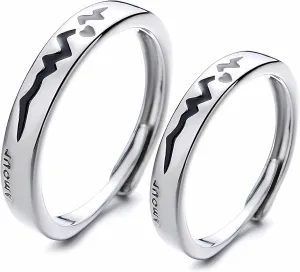 Matching Rings for Couples Silver Promise Ring Temperature Discoloration Couple Rings Set Adjustable Engagemen Wedding Rings for Him And Her Jewelry