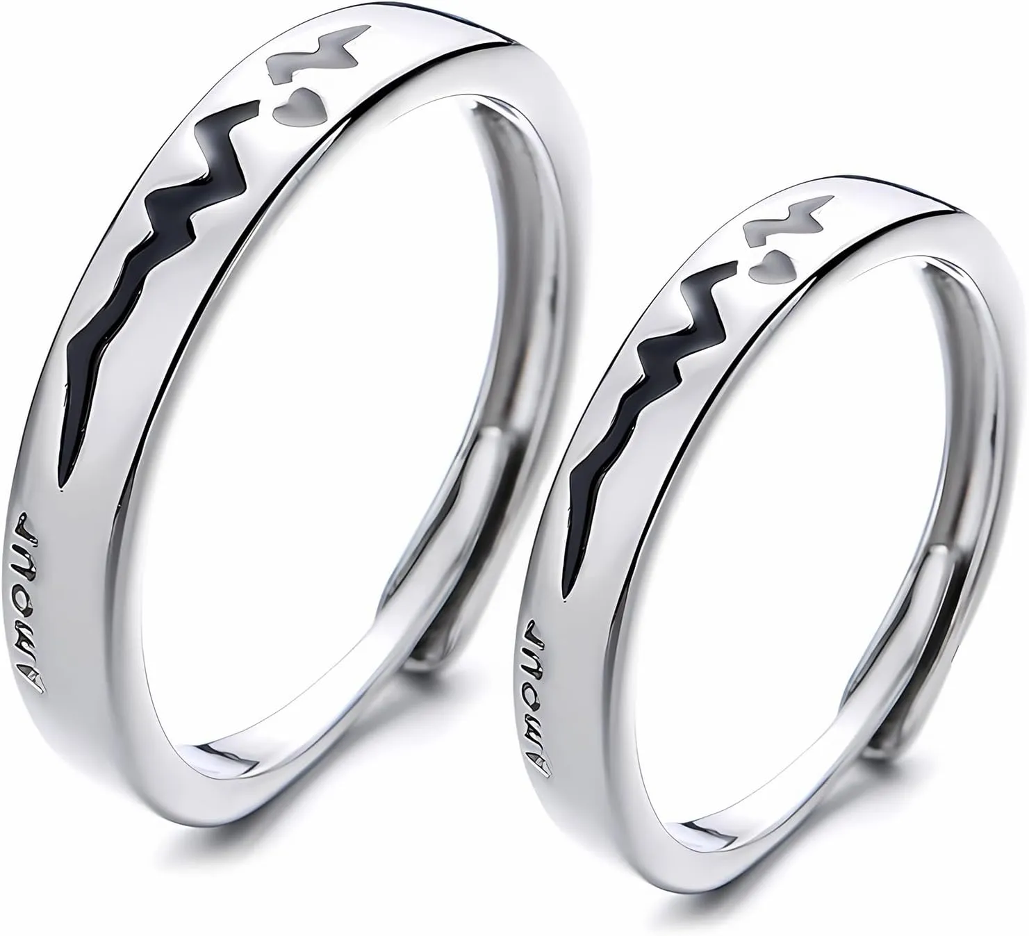 Matching Rings for Couples Silver Promise Ring Temperature Discoloration Couple Rings Set Adjustable Engagemen Wedding Rings for Him And Her Jewelry