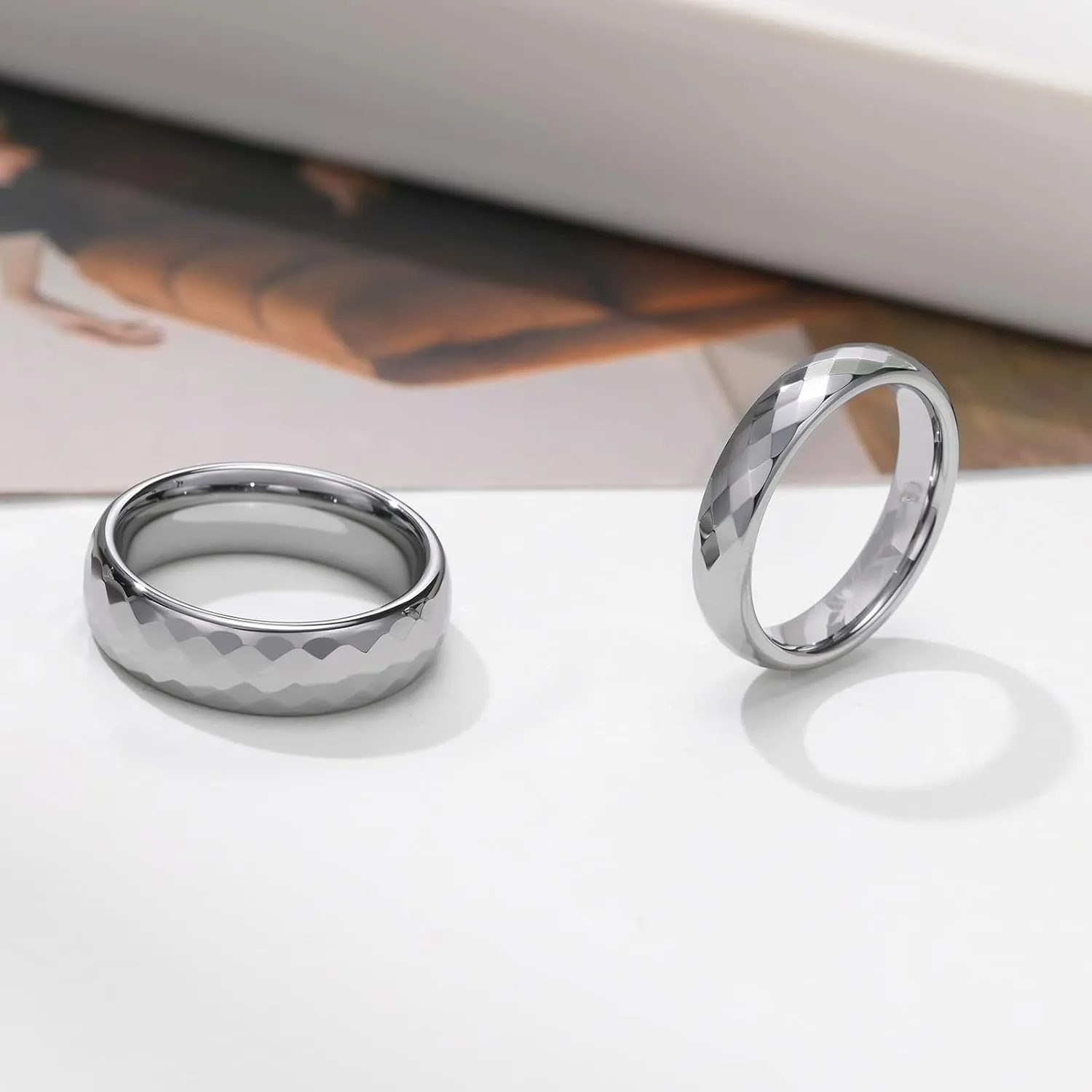 MEALGUET Personalized Couple Rings,Custom Engrave Tungsten/Stainless Steel His and Her Matching Promise Wedding Ring Set for Men Women,Custom Spinner Rings,Gifts for Valentine's Day