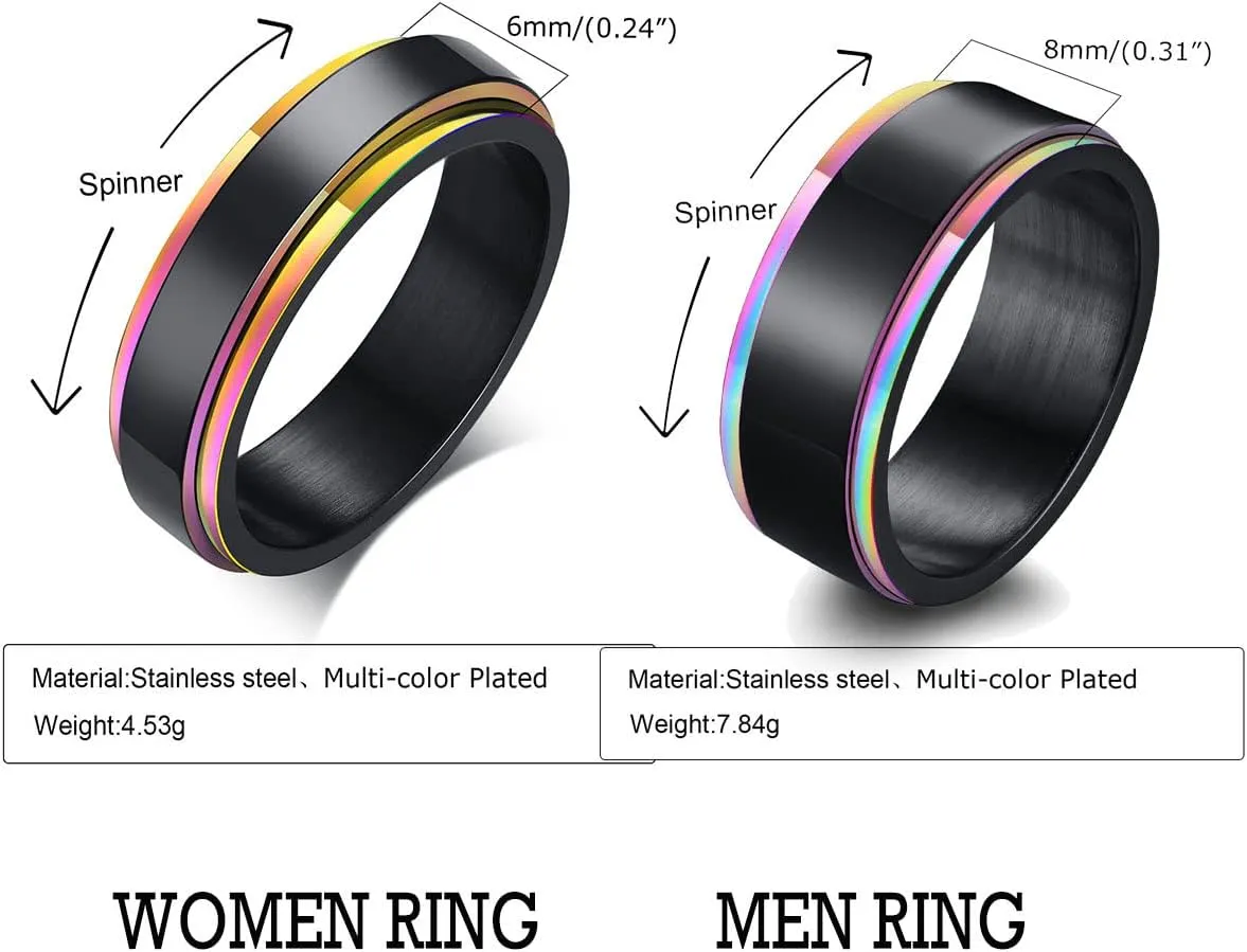 MEALGUET Personalized Couple Rings,Custom Engrave Tungsten/Stainless Steel His and Her Matching Promise Wedding Ring Set for Men Women,Custom Spinner Rings,Gifts for Valentine's Day