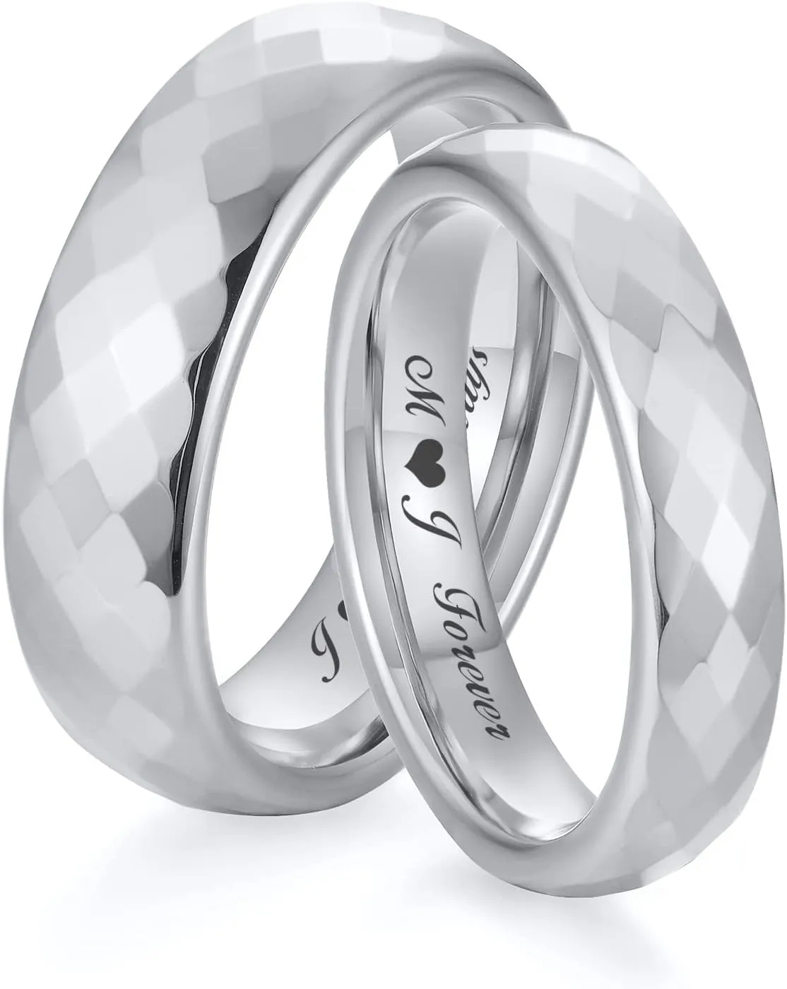 MEALGUET Personalized Couple Rings,Custom Engrave Tungsten/Stainless Steel His and Her Matching Promise Wedding Ring Set for Men Women,Custom Spinner Rings,Gifts for Valentine's Day