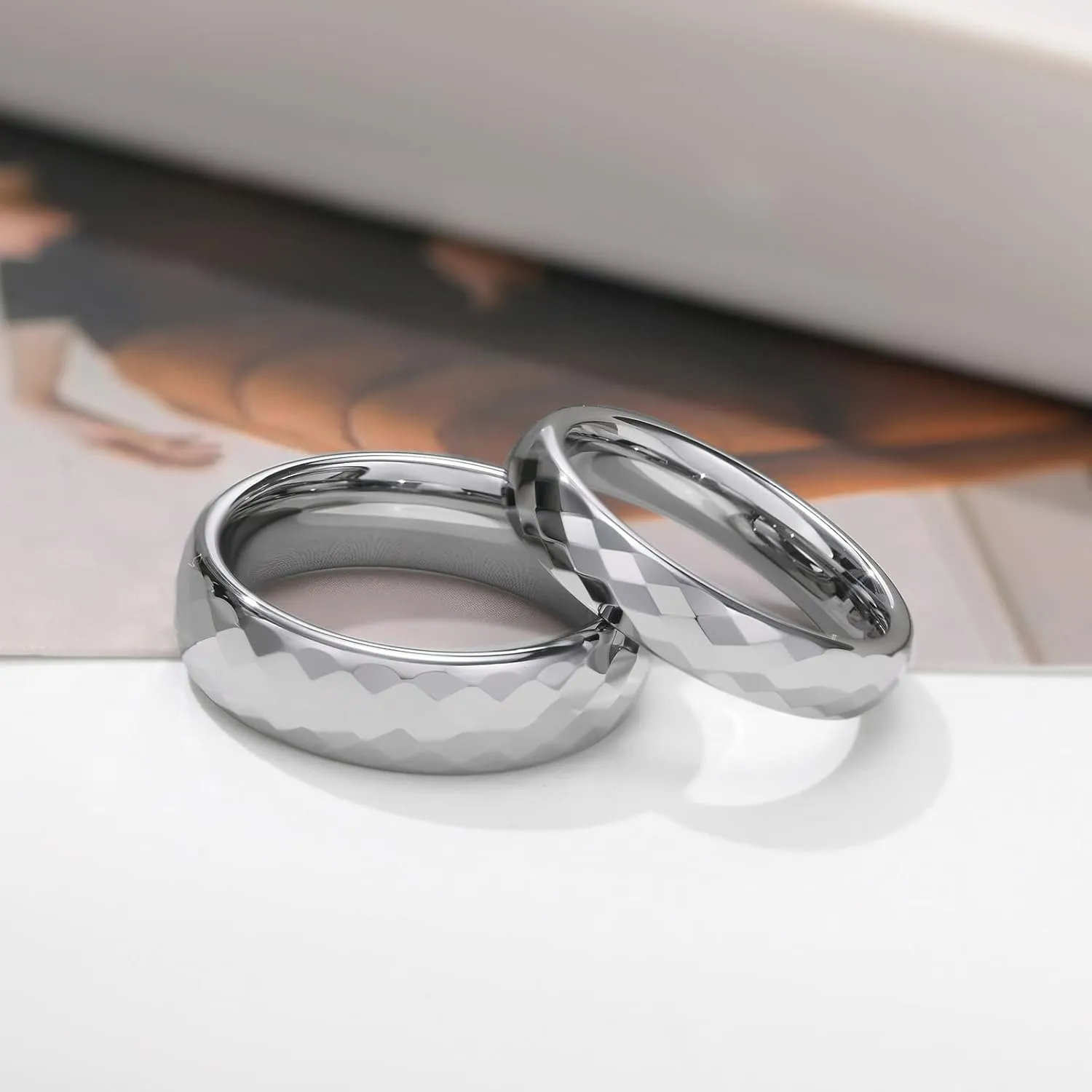 MEALGUET Personalized Couple Rings,Custom Engrave Tungsten/Stainless Steel His and Her Matching Promise Wedding Ring Set for Men Women,Custom Spinner Rings,Gifts for Valentine's Day