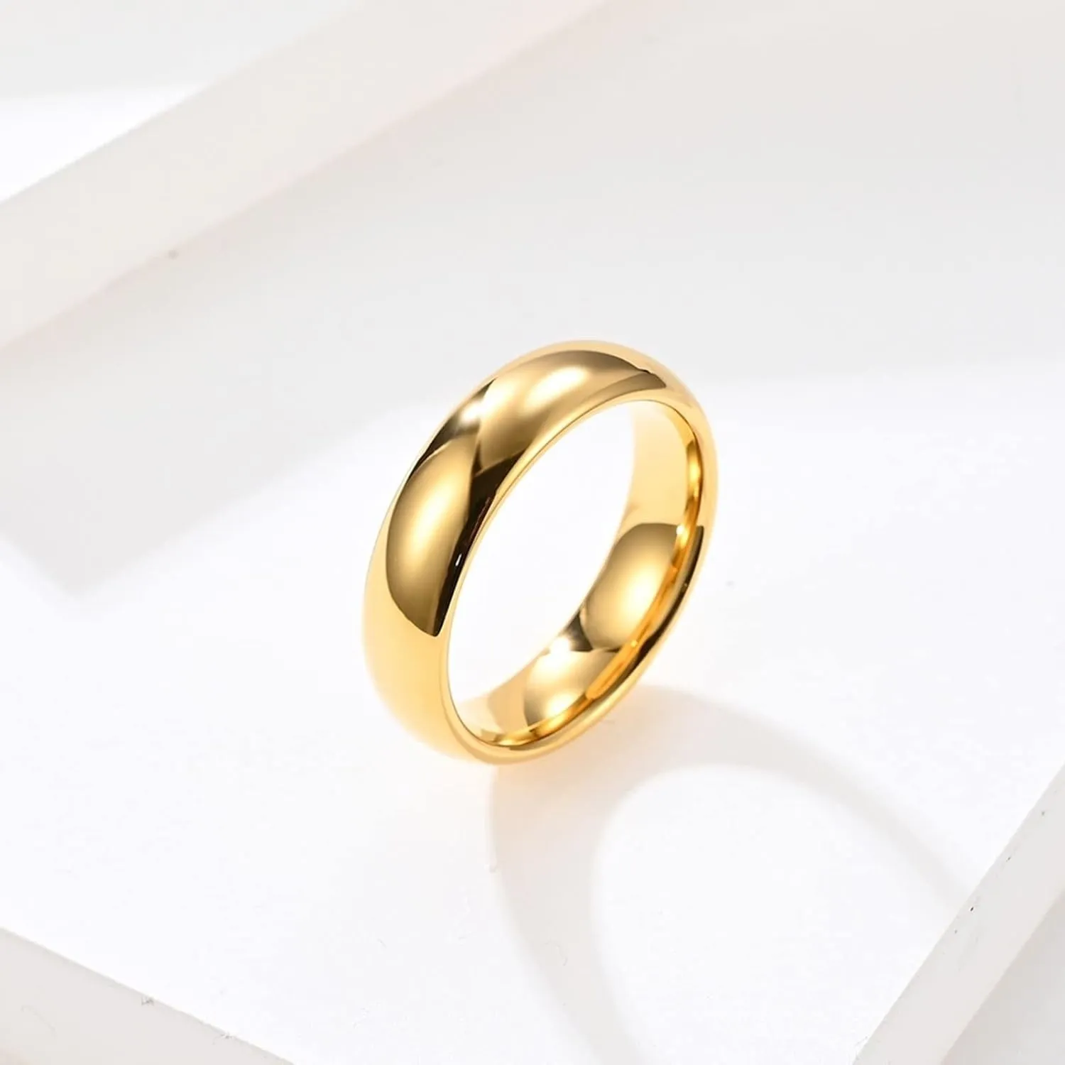 Men Couple Rings, Gold Tungsten Rings for Women Polished Ring 4mm 6mm Proposal Couple Ring