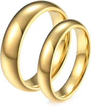 Men Couple Rings, Gold Tungsten Rings for Women Polished Ring 4mm 6mm Proposal Couple Ring