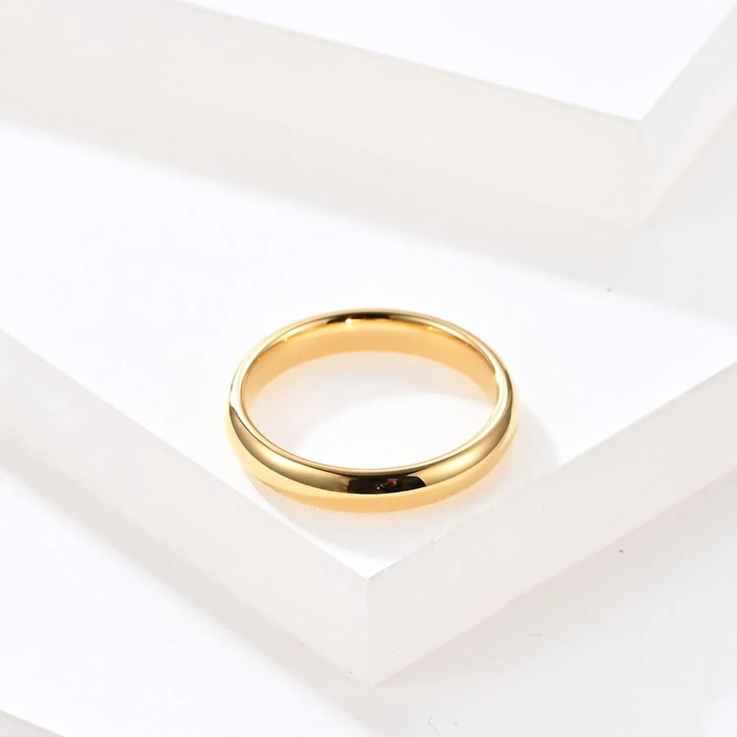 Men Couple Rings, Gold Tungsten Rings for Women Polished Ring 4mm 6mm Proposal Couple Ring