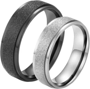Mens Anniversary Ring, Rings Stainless Steel 6mm Silver Black Matte Ring Men's and Women's Fashion Rings