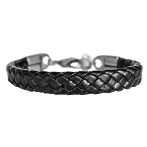 Men's Braided Bracelet, Black Leather Boho Bracelet for Men, Wide Bracelet for Men, Minimalist Handmade Jewelry for Guys by Magoo