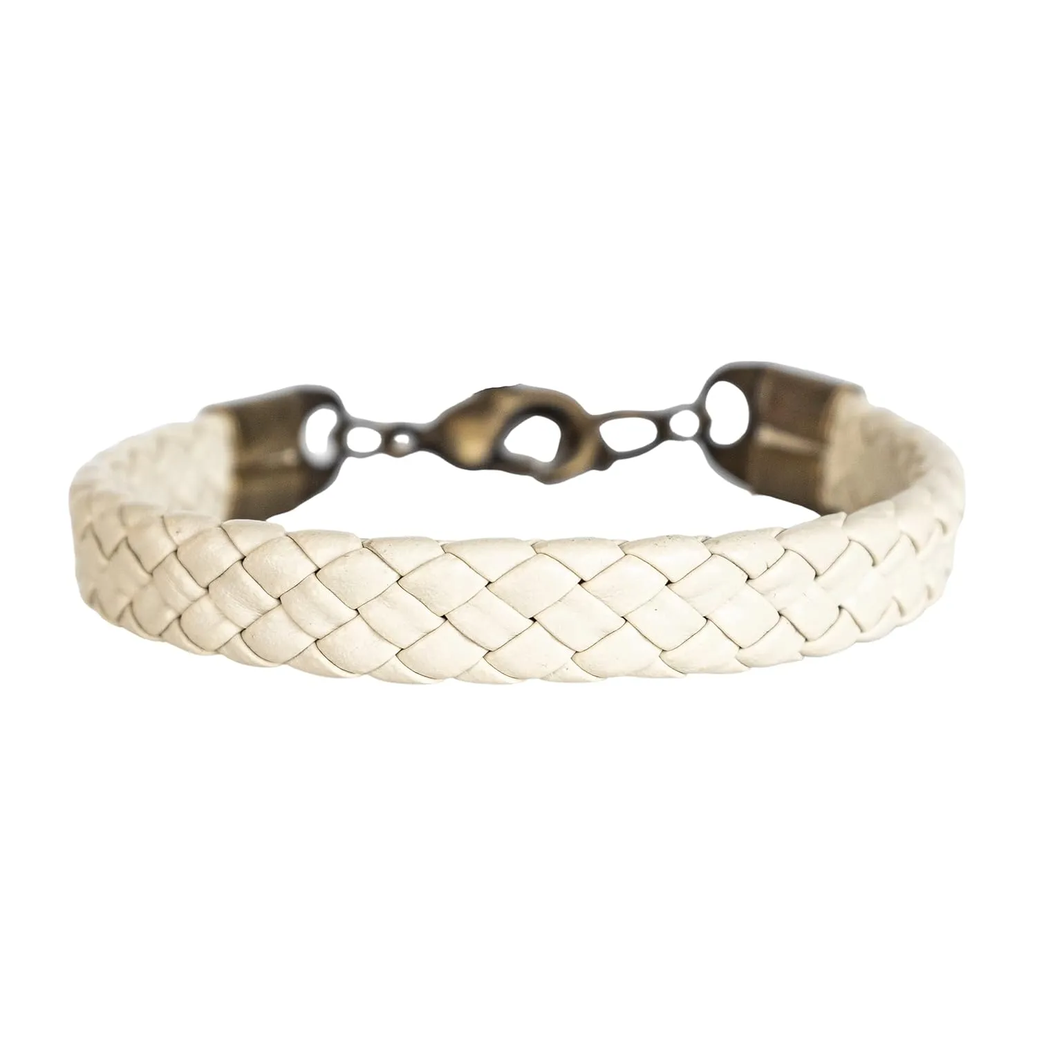Men's Braided Bracelet, White Vegan Faux Leather Bracelet for Men, Handmade Minimalist Boho Jewelry for Guys by Magoo