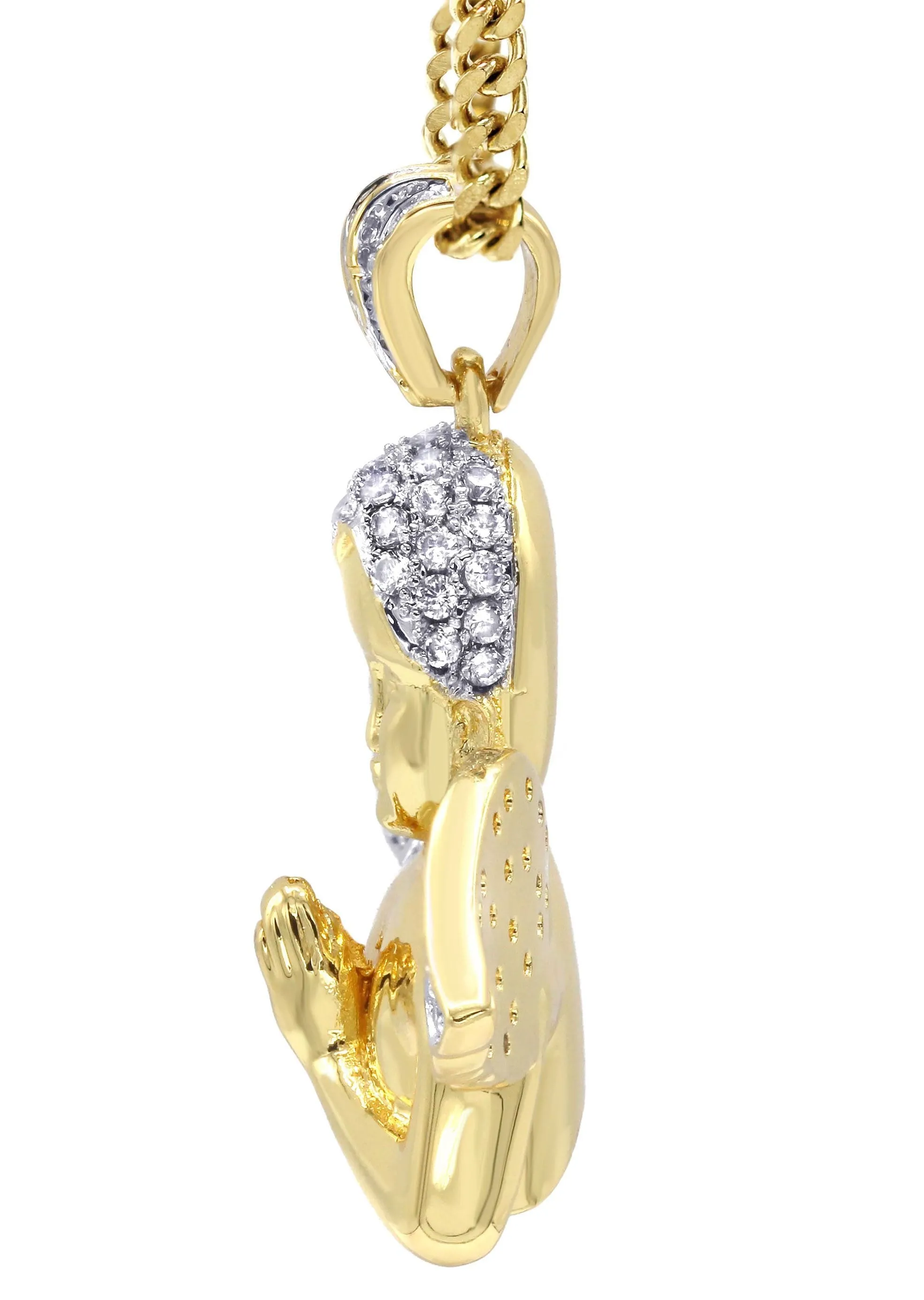 Mens Gold Plated Cuban Link Chain & Angel Pendant | Appx. 19.4 Grams