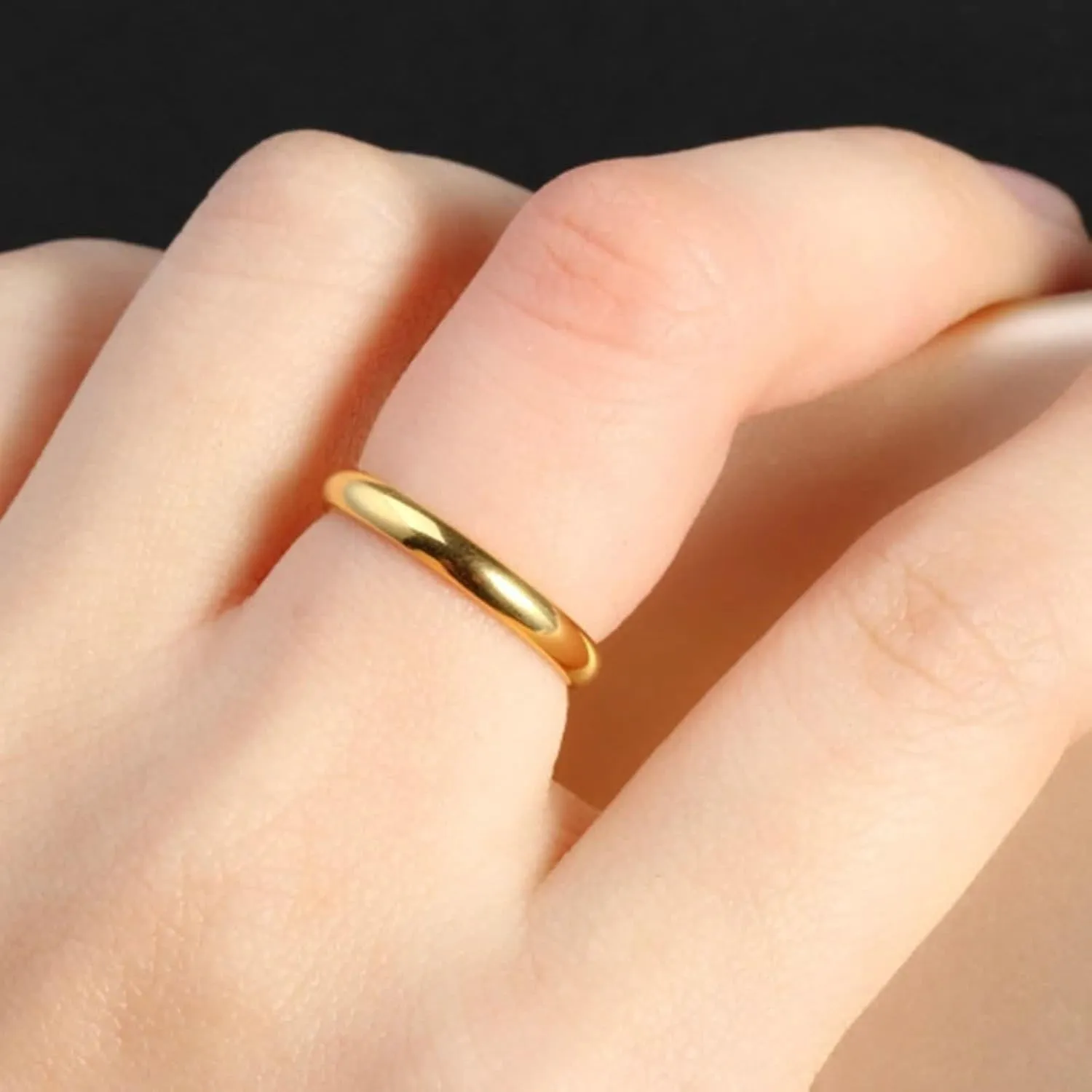 Mens Jewelry Rings, Stainless Steel Ring for Women Gold Polished Ring Valentine's Day Couple Rings
