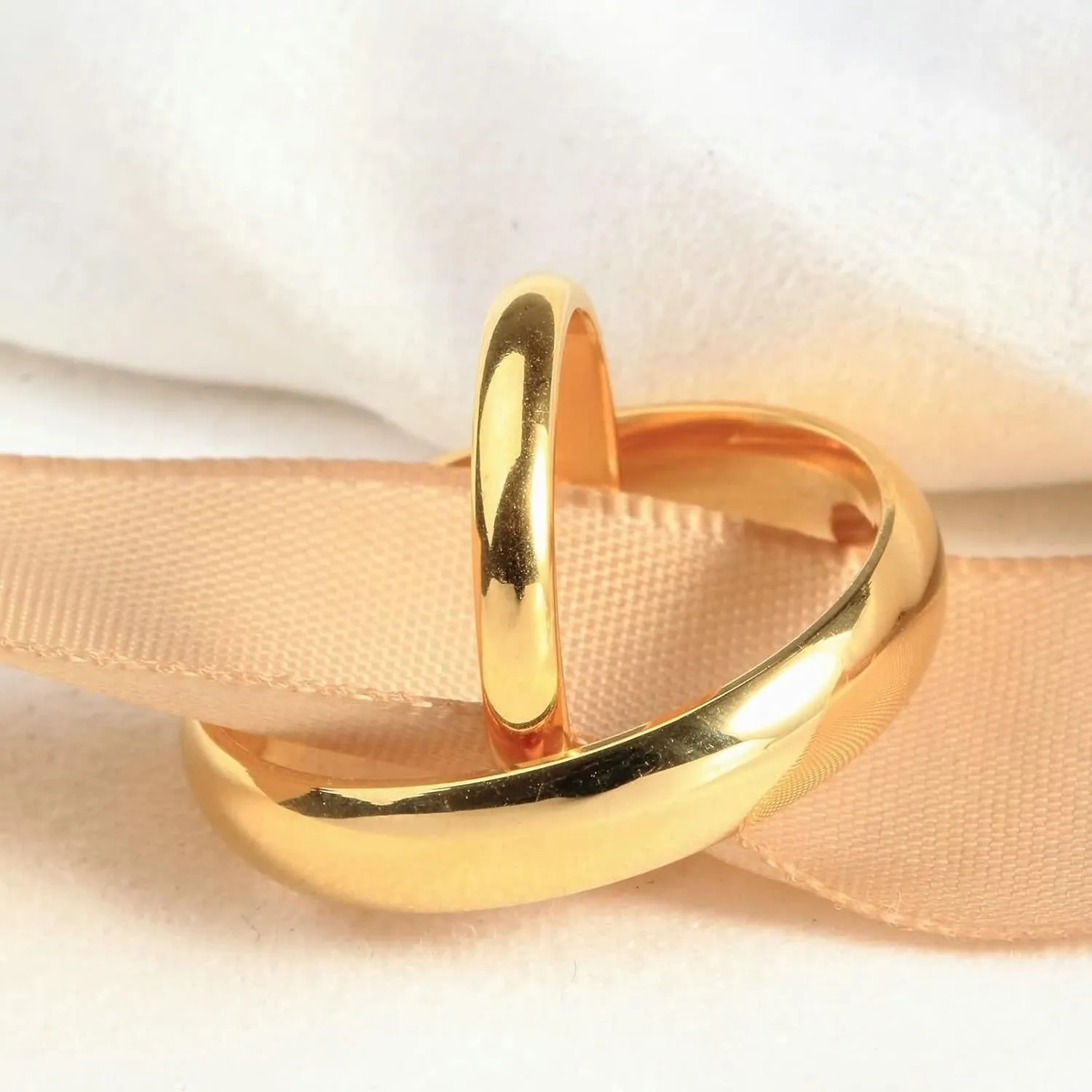 Mens Jewelry Rings, Stainless Steel Ring for Women Gold Polished Ring Valentine's Day Couple Rings