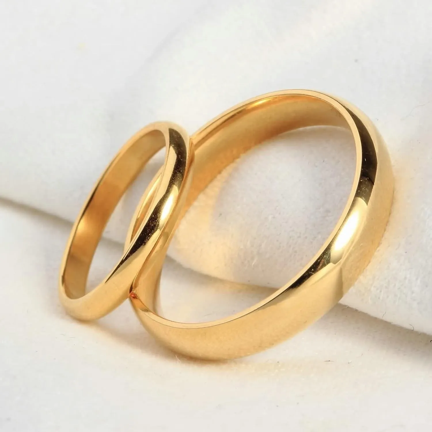 Mens Jewelry Rings, Stainless Steel Ring for Women Gold Polished Ring Valentine's Day Couple Rings