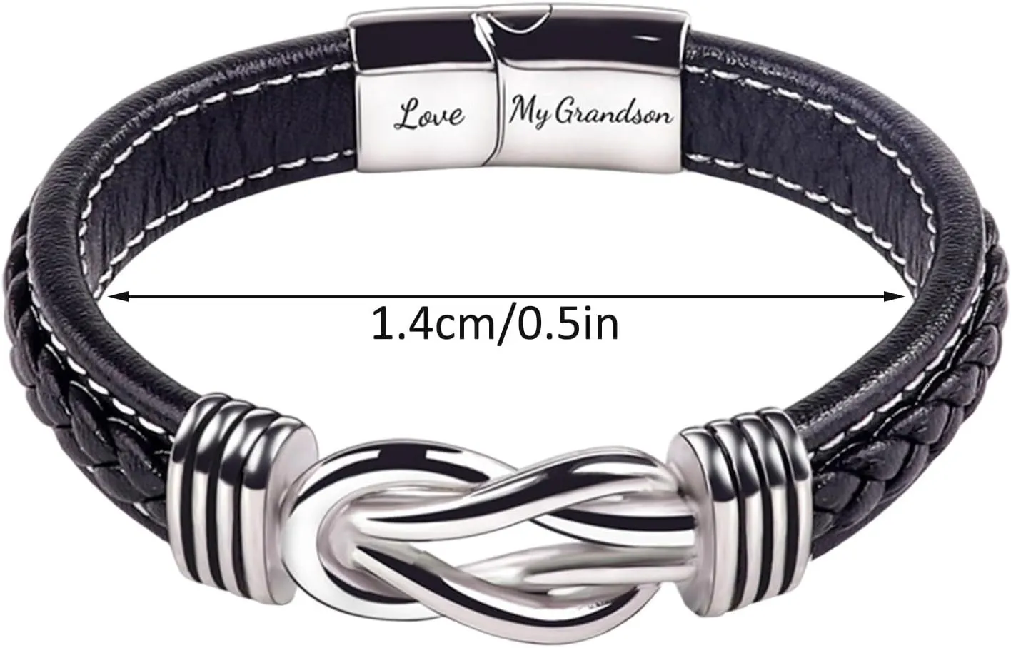 Mens Leather Bracelet 2025 Braided Leather Wristband Cuff Bracelets Stainless Steel Clasp,Jewellery Gift for MenLov You Forever Leather Bracelet   to My Son Card