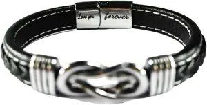 Mens Leather Bracelet 2025 Braided Leather Wristband Cuff Bracelets Stainless Steel Clasp,Jewellery Gift for MenLov You Forever Leather Bracelet   to My Son Card